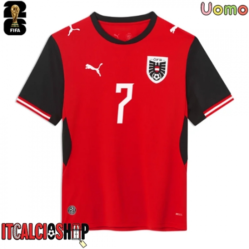 Austria Marko Arnautovic #7 Prima Maglia Mondiali 2026 Manica Corta
